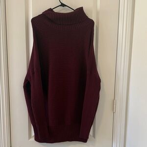 Oversized Maroon Turtleneck Sweater